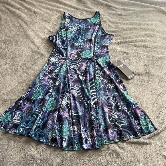 NWT Blackmilk Tartan Aqua vs Koi Purple Inside Out Dress ~ LIMITED Size Large - Picture 10 of 12